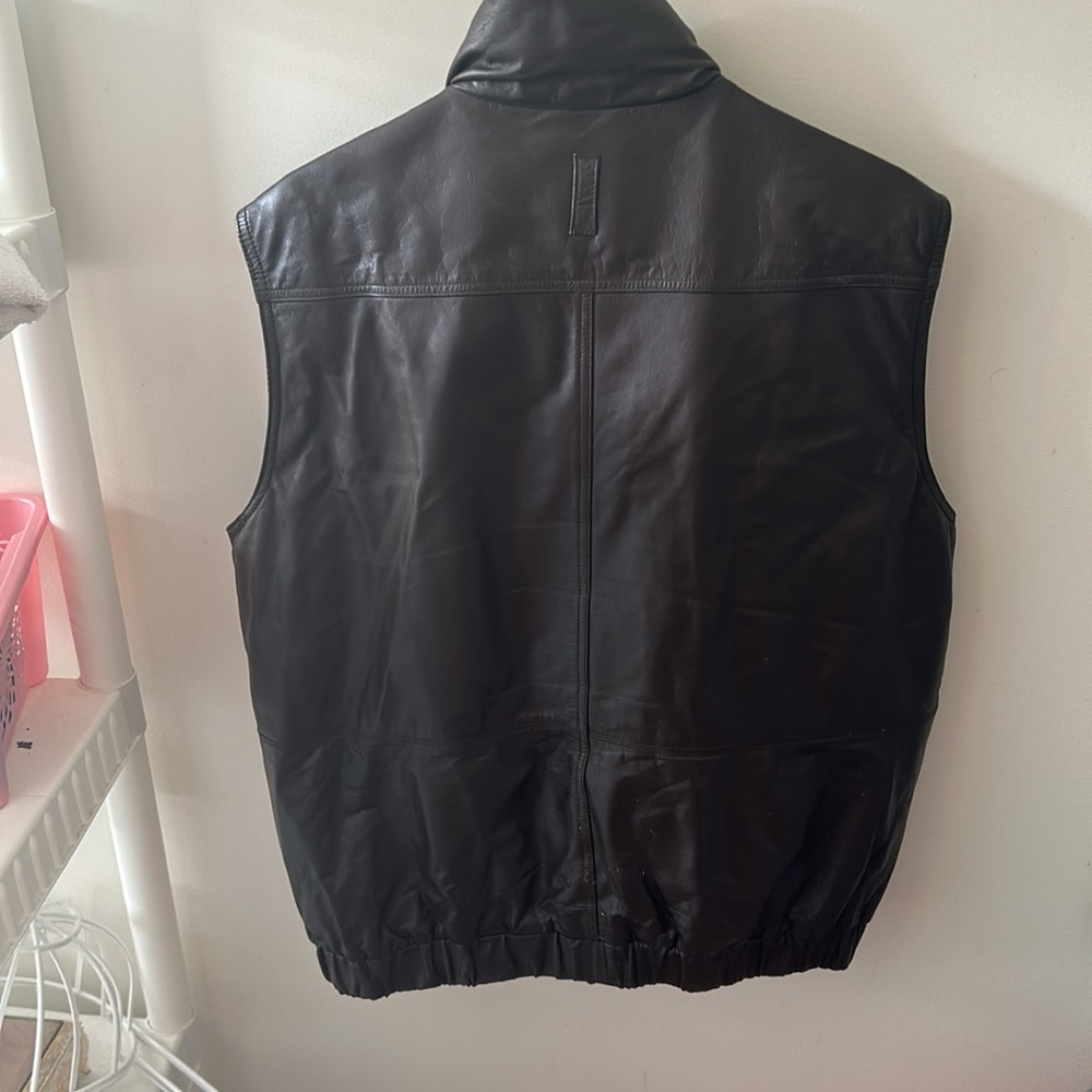Eddie Bauer premium quality, goose town, brown genuine leather vintage vest RARE - Picture 3 of 9